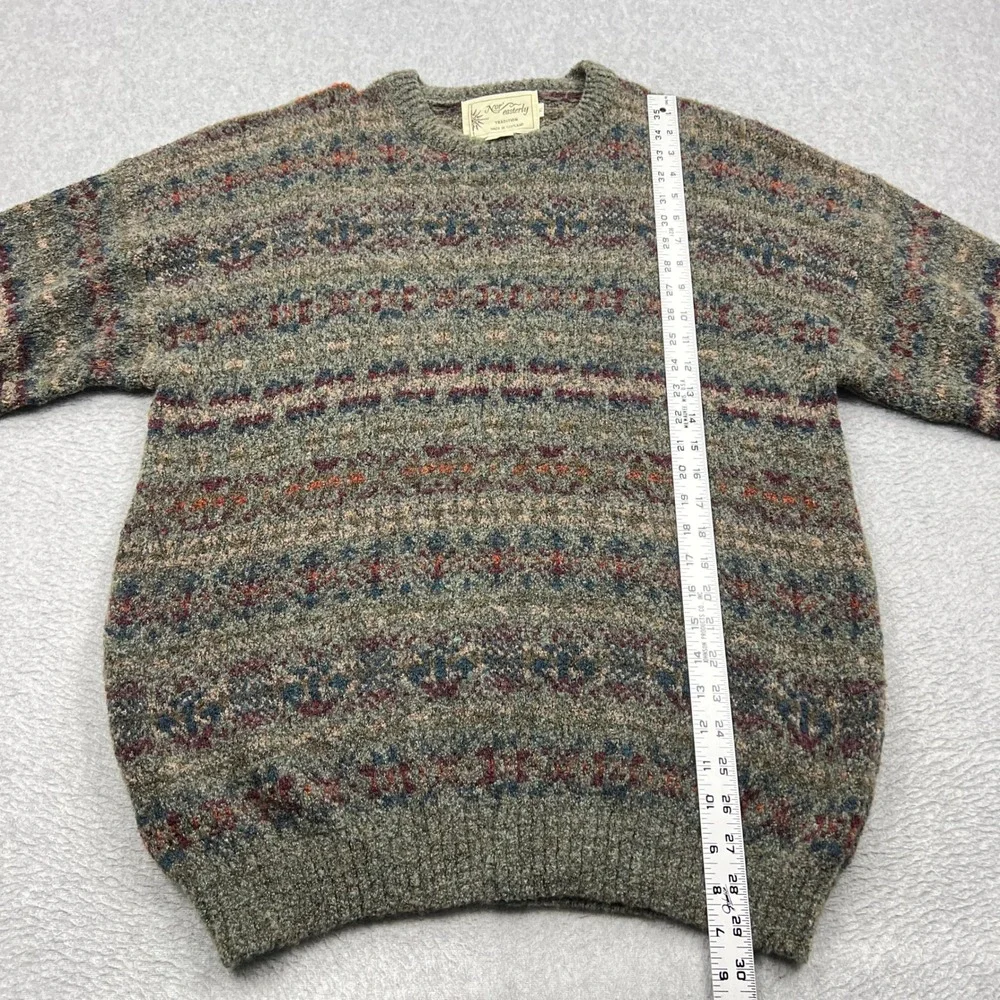 Nor' Easterly Sweater Mens XL Gray Fair Isle Wool Crewneck Made in Scotland